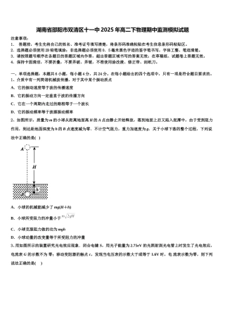 湖南省邵阳市双清区十一中2025年高二下物理期中监测模拟试题含解析