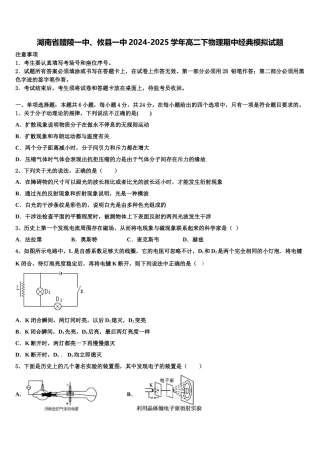 湖南省醴陵一中、攸县一中2024-2025学年高二下物理期中经典模拟试题含解析