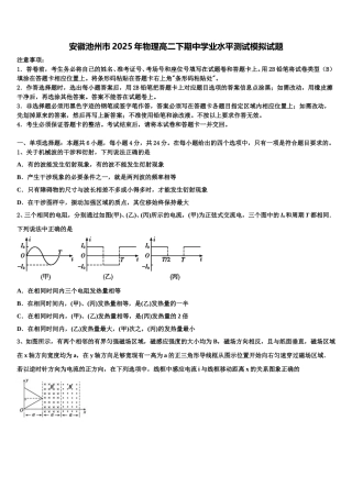 安徽池州市2025年物理高二下期中学业水平测试模拟试题含解析