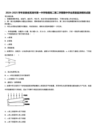 2024-2025学年安徽省芜湖市第一中学物理高二第二学期期中学业质量监测模拟试题含解析