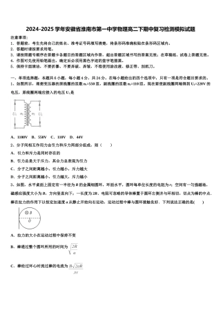 2024-2025学年安徽省淮南市第一中学物理高二下期中复习检测模拟试题含解析