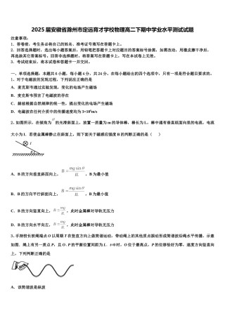 2025届安徽省滁州市定远育才学校物理高二下期中学业水平测试试题含解析
