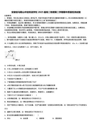 安徽省马鞍山中加双语学校 2025届高二物理第二学期期中质量检测试题含解析