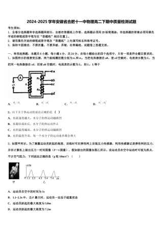 2024-2025学年安徽省合肥十一中物理高二下期中质量检测试题含解析