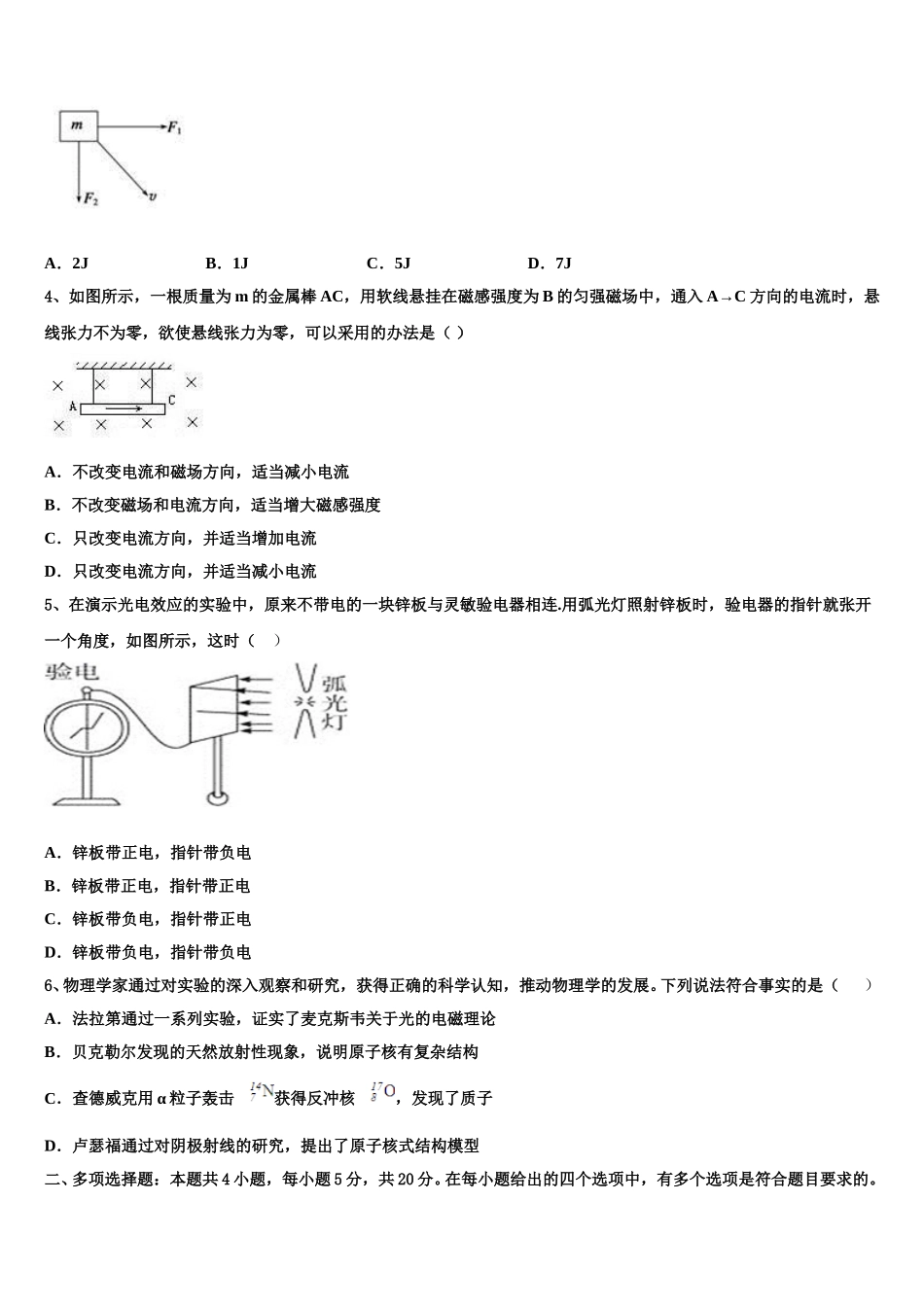 2024-2025学年安徽省宿州市十三所重点中学高二物理第二学期期中统考试题含解析_第2页