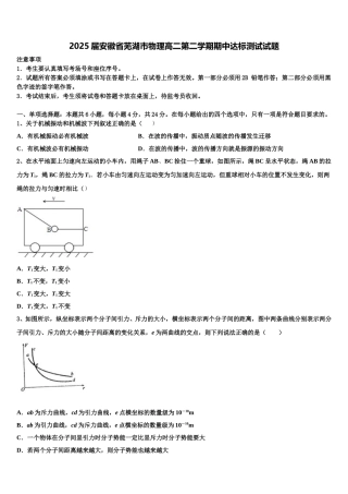 2025届安徽省芜湖市物理高二第二学期期中达标测试试题含解析
