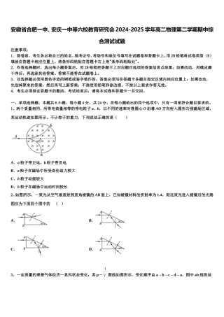 安徽省合肥一中、安庆一中等六校教育研究会2024-2025学年高二物理第二学期期中综合测试试题含解析
