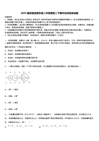 2025届安徽省肥东县二中物理高二下期中达标检测试题含解析