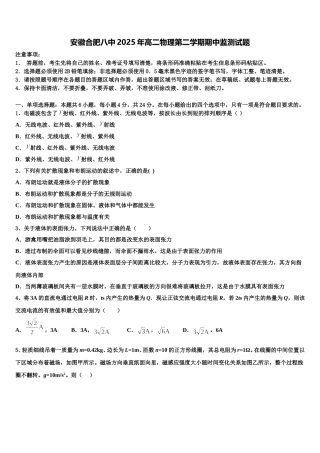 安徽合肥八中2025年高二物理第二学期期中监测试题含解析