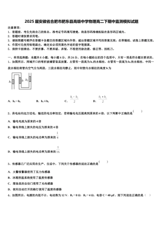 2025届安徽省合肥市肥东县高级中学物理高二下期中监测模拟试题含解析