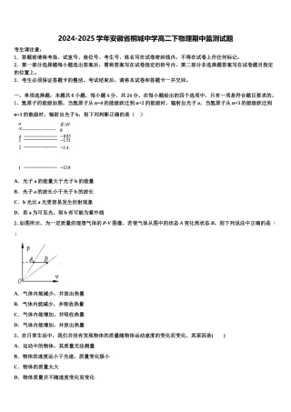 2024-2025学年安徽省桐城中学高二下物理期中监测试题含解析