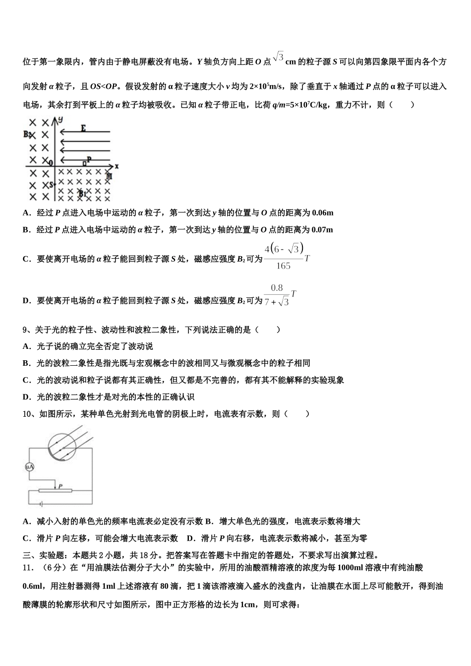 2024-2025学年安徽省合肥市第七中学高二物理第二学期期中综合测试模拟试题含解析_第3页