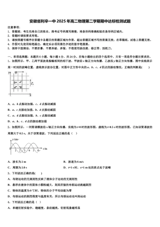 安徽省利辛一中2025年高二物理第二学期期中达标检测试题含解析