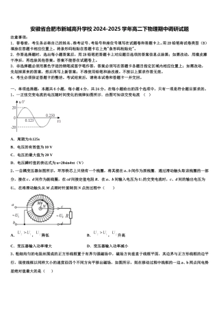 安徽省合肥市新城高升学校2024-2025学年高二下物理期中调研试题含解析
