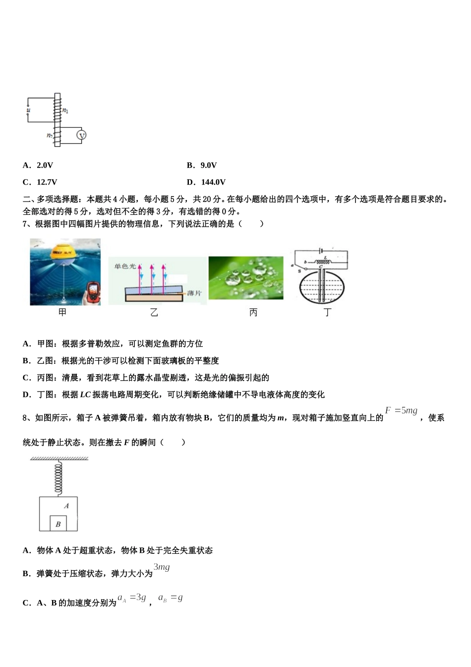江西省赣州市会昌中学、宁师中学2025年高二物理第二学期期中质量跟踪监视试题含解析_第3页