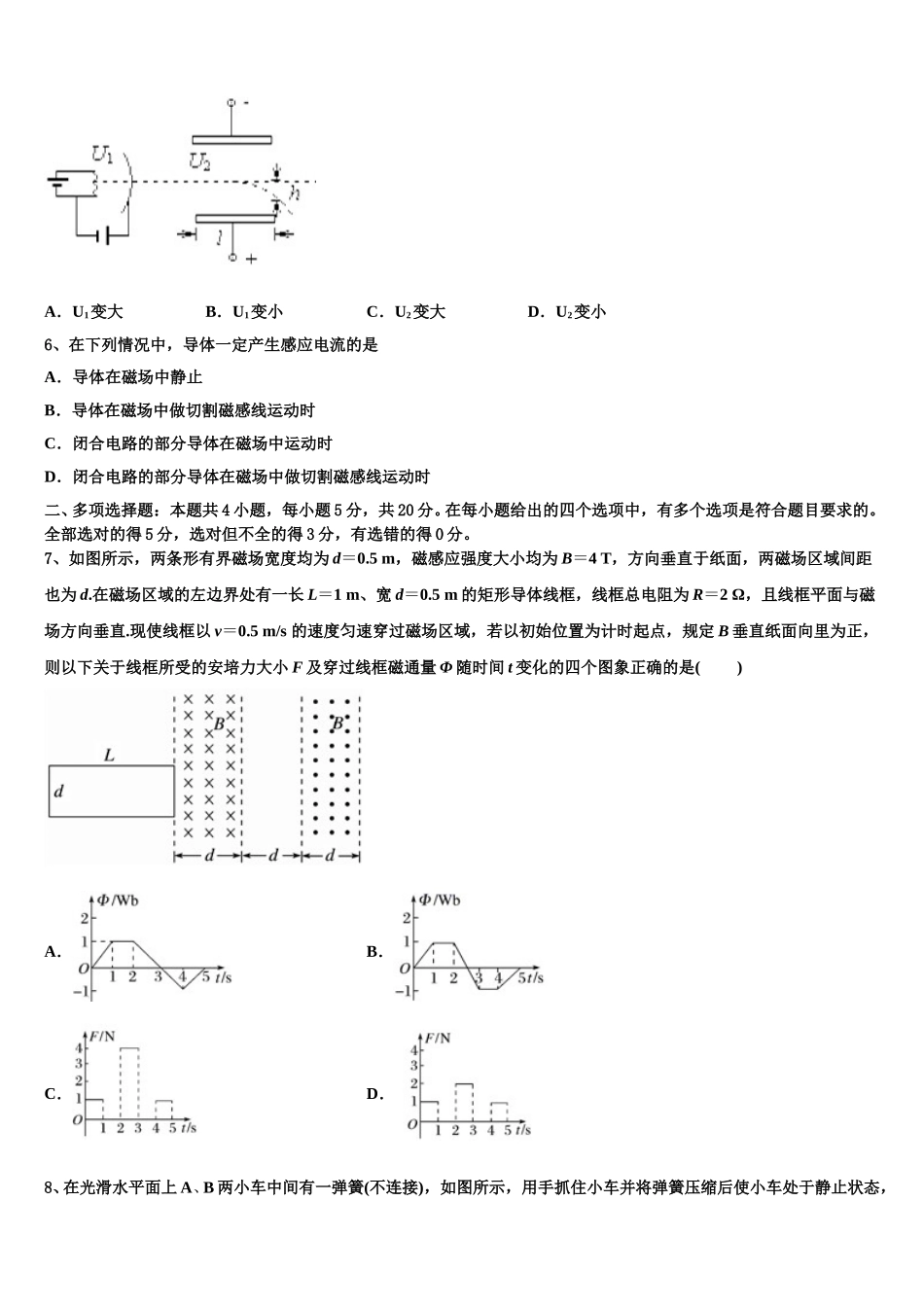 白鹭洲中学2025年高二物理第二学期期中调研试题含解析_第2页