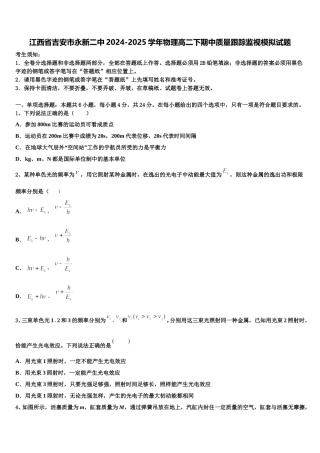 江西省吉安市永新二中2024-2025学年物理高二下期中质量跟踪监视模拟试题含解析