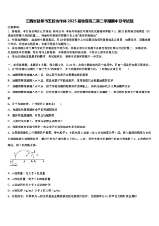 江西省赣州市五校协作体2025届物理高二第二学期期中联考试题含解析