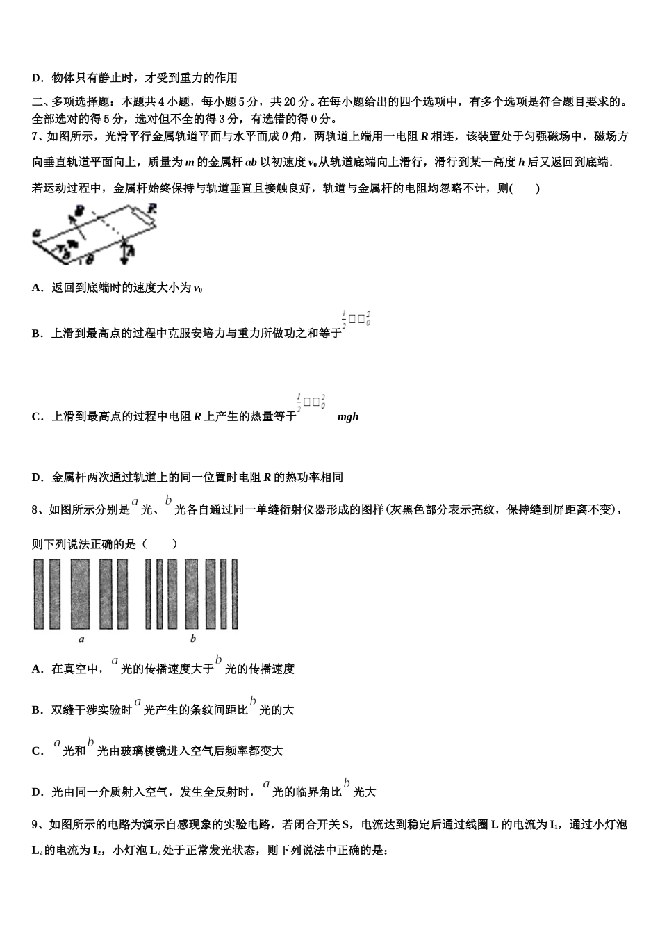 2025届沈阳外国语学校高二物理第二学期期中教学质量检测试题含解析_第3页