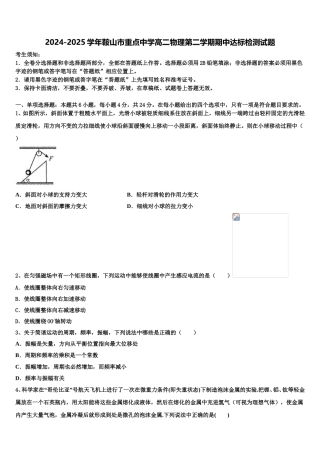 2024-2025学年鞍山市重点中学高二物理第二学期期中达标检测试题含解析