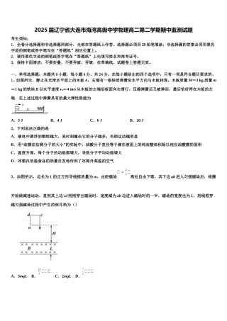 2025届辽宁省大连市海湾高级中学物理高二第二学期期中监测试题含解析