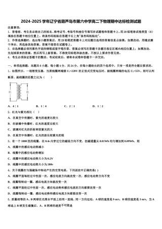 2024-2025学年辽宁省葫芦岛市第六中学高二下物理期中达标检测试题含解析