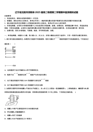 辽宁省沈阳市郊联体2025届高二物理第二学期期中监测模拟试题含解析