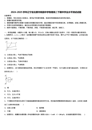 2024-2025学年辽宁省北票市桃园中学物理高二下期中学业水平测试试题含解析