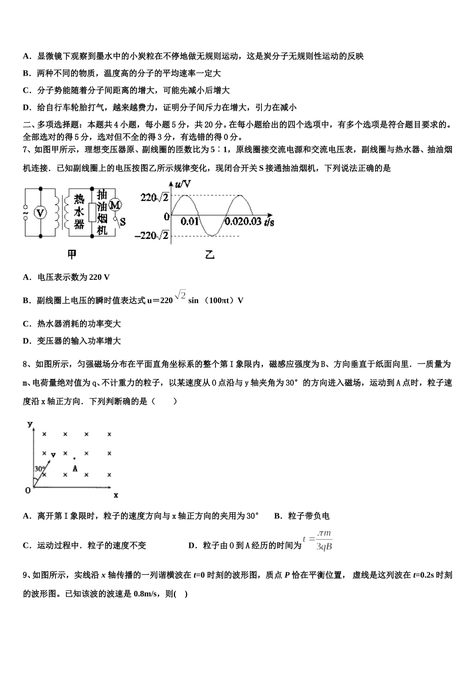 2025届辽宁省沈阳市交联体物理高二下期中质量检测试题含解析_第2页